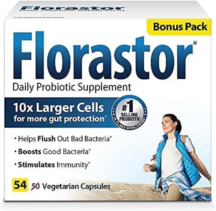 Florastor Daily Probiotic Supplement for Men and Men, 证明支持消化健康,Saccharomyces Boulardii CNCM I-745 (54 Capsules)