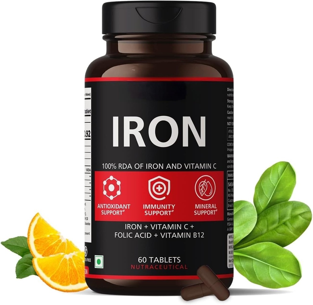 C、Folic Acid和Vitamin B12----铁片有助于支持能源----60个Veg片的男女铁片