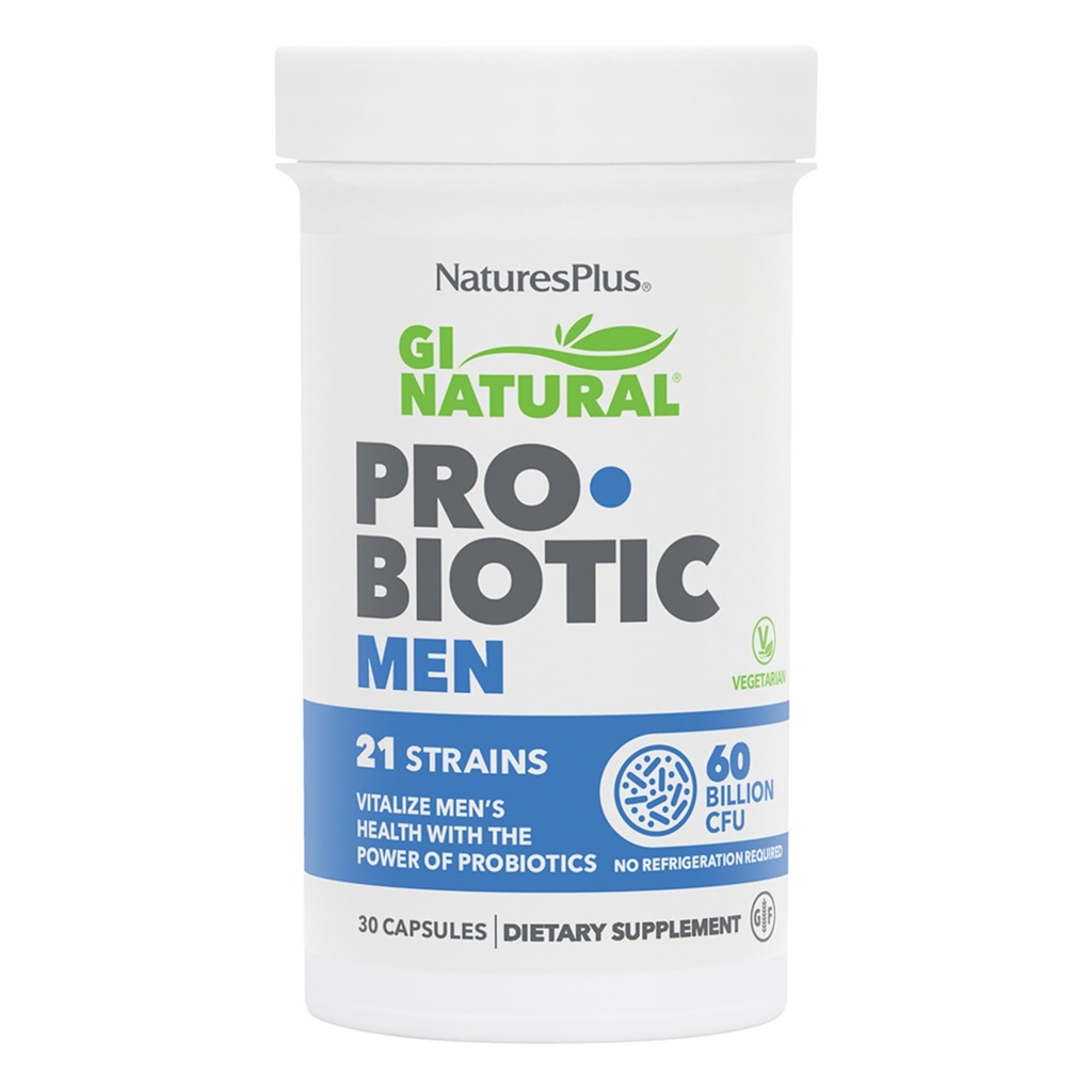 Natures Plus GI 自然育人男性 - 30 Capsules - 消化和前列腺健康,免疫力量 - 包括 Saw Palmetto - Gluten Free - 30名服务者