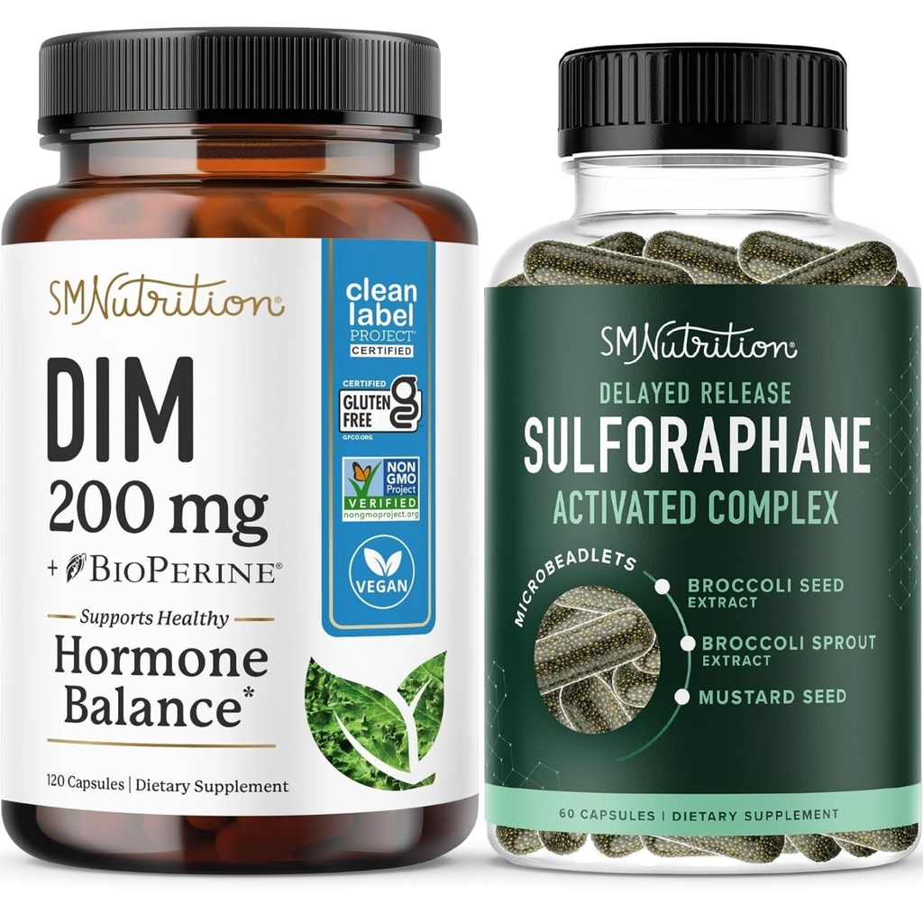 Sulforaphane 综合体,配有200mg DIM 用于加强女性雌激素平衡的补编 高级微珠技术 荷尔蒙平衡(60种服务),配有Diindolylmethane Capsules(120种服务)