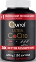 Qunol Ultra CoQ10 100mg, 3x更好的吸收, 专利水和脂肪可溶性自然补充形式 Coenzyme Q10, 抗氧化剂促进心脏健康, 120 Count Softgel