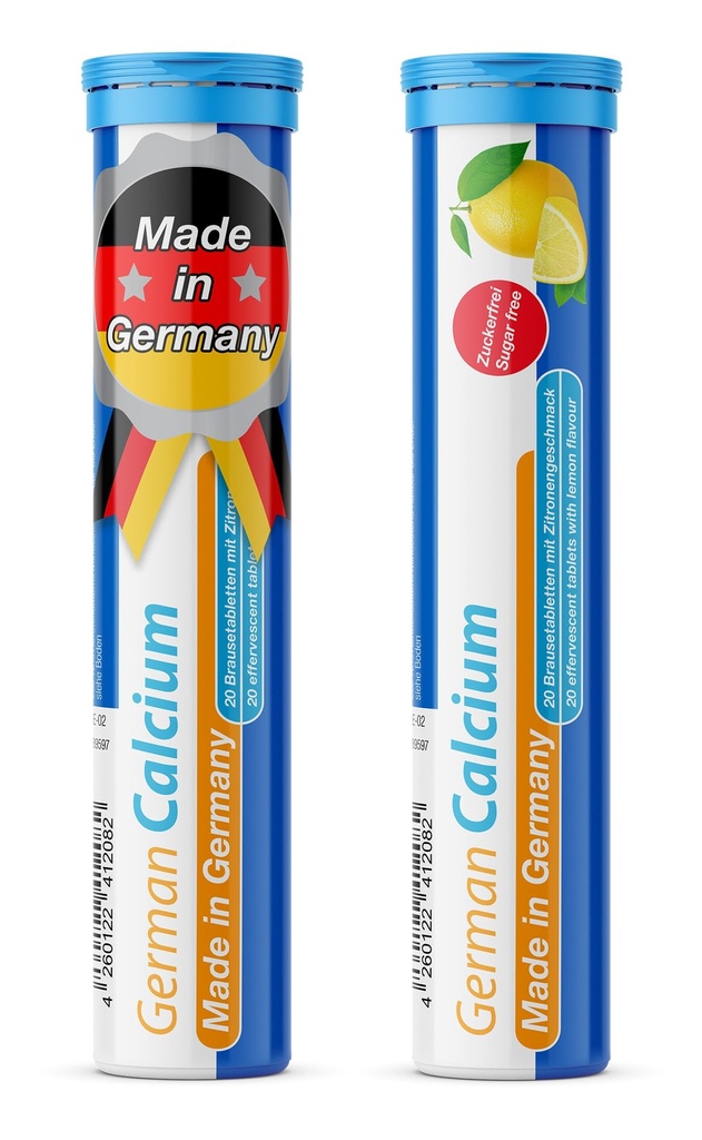 T&D 德国500毫克钙 - 40维加恩饮料 Effervescent 药片 - Lemon Lime Flavor - 在德国制造