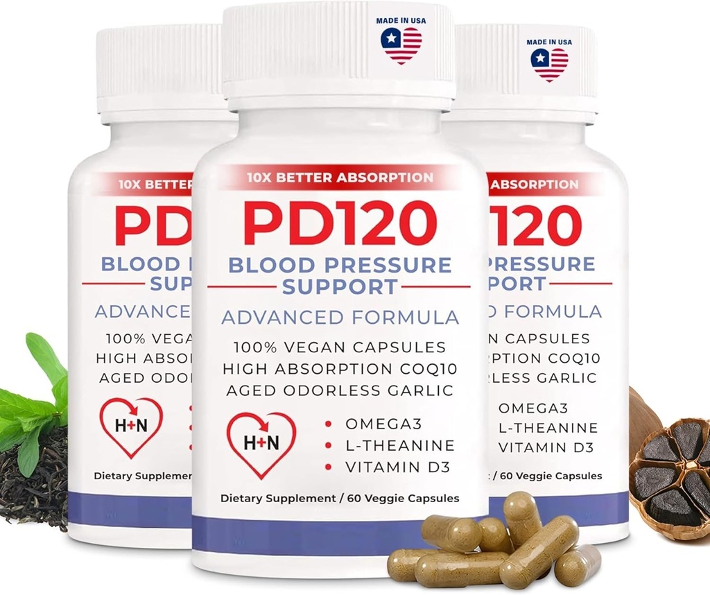 血压补充剂,帮助自然降低高血压,CoQ10,Nitric Oxide,黑无色老人大蒜,Omega 3,L-Theanine,维生素D3 血压支持