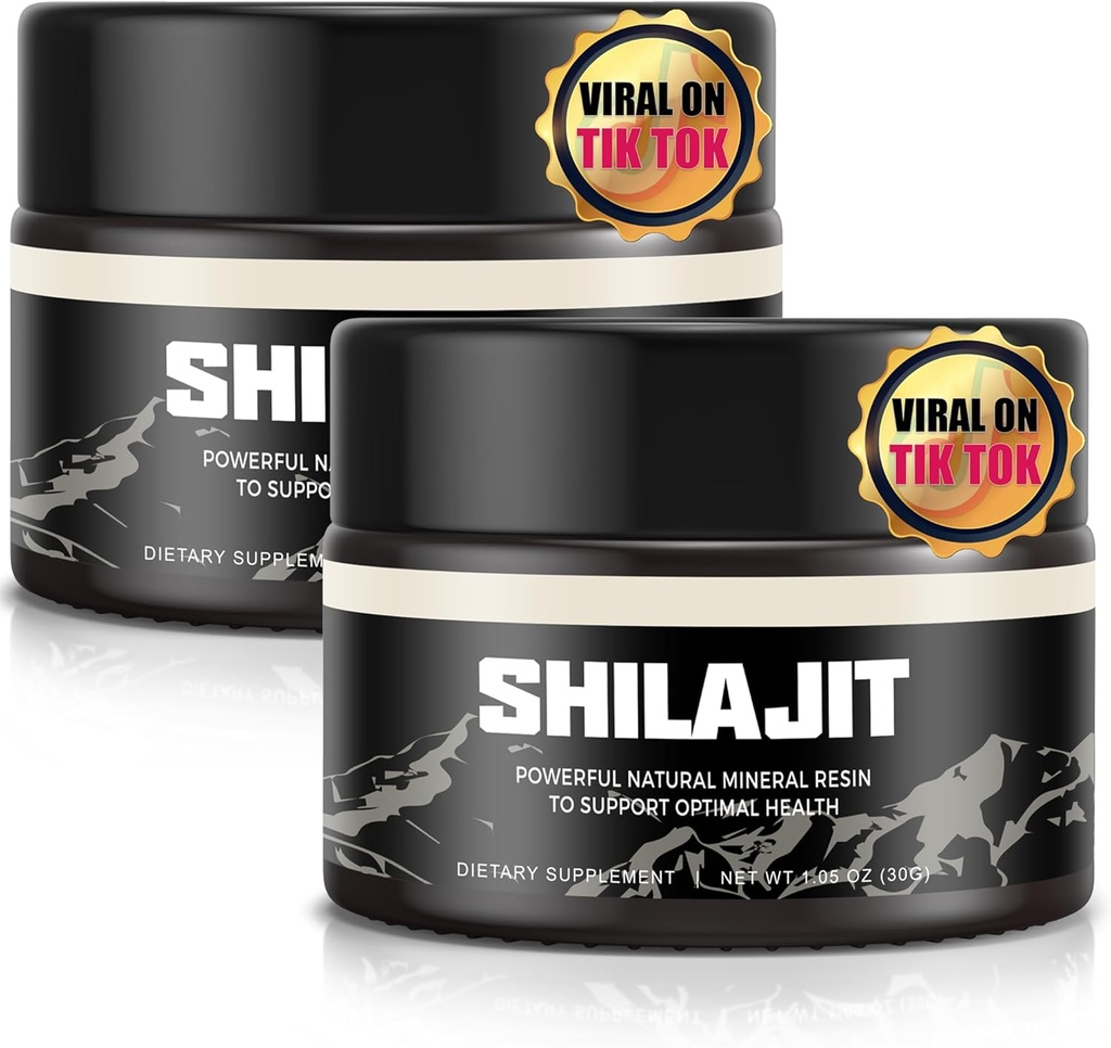 Shilajit纯喜马拉雅有机物Shilajit Resin - 黄金级 100% Shilajit 补充品 - 天然 Shilajit Resin 具有85+ Trace Minerals & Fulvic Acid for Focus & Energy, 豁免,2 * 30