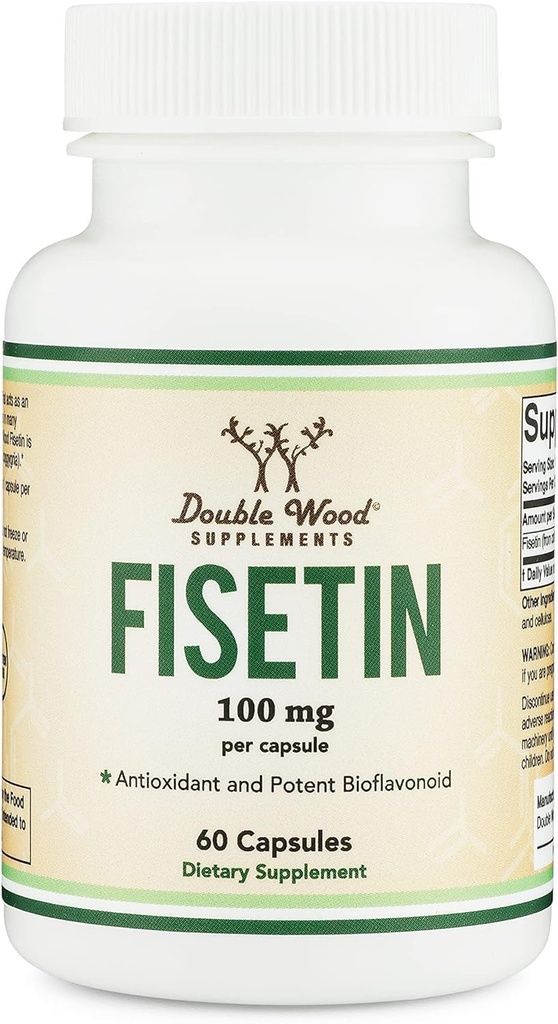 Fisetin 补编 - 100mg of Bioactive Flavnonols, 60 Counter (Bioflavonoid Polyphenols 补编类似于 Apigenin, Luteolin, 和 Quercetin) 衰老支持 Senololytic by Double Wood