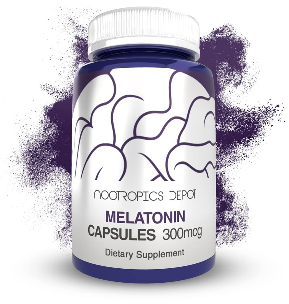Melatonin Capsules = 300mcg = 120 药丸 支持健康睡眠周期 = 推动放松 = 天然睡眠援助补充