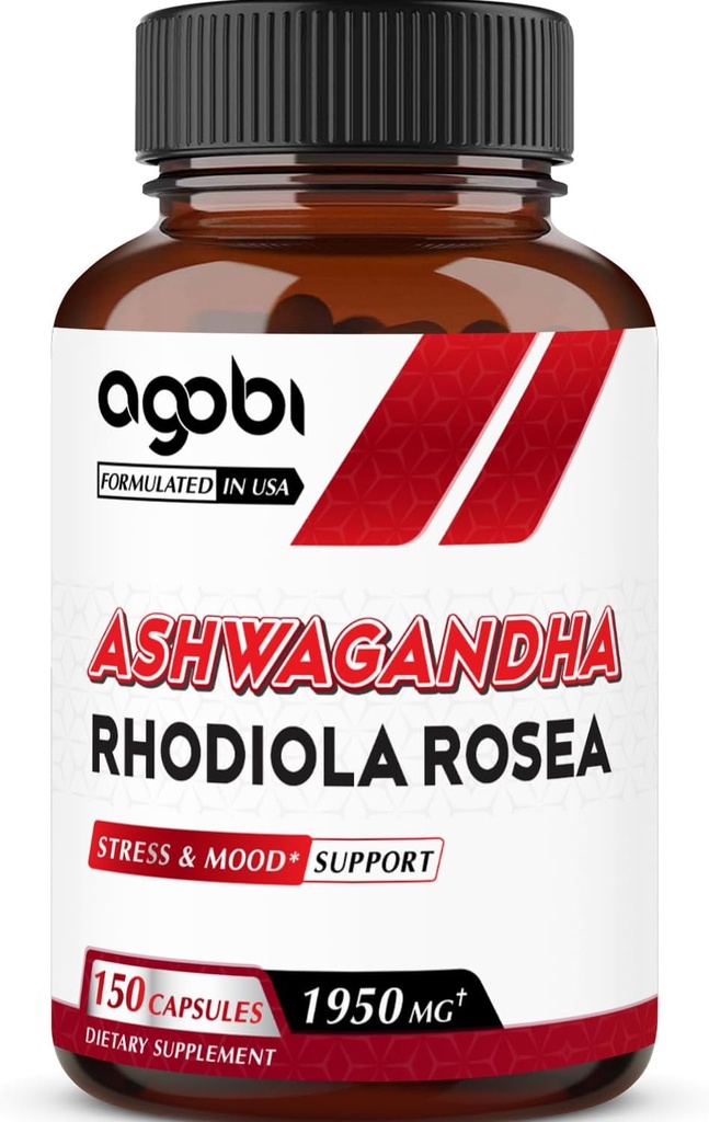 1950mg与Rhodiola Rosea 1950mg合著的Ashwagandha补编 -- -- 免疫系统、力量、能源生产、重点和总体健康高度集中的摘录 -- -- 150卡普勒