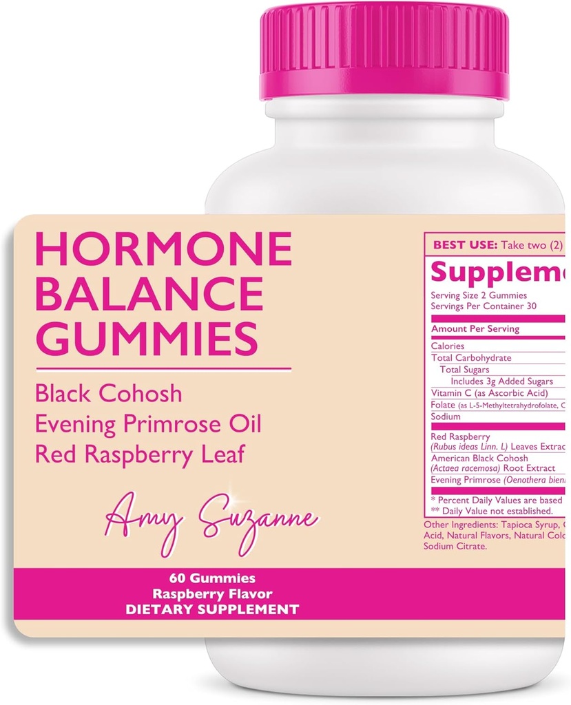 女性的荷尔蒙平衡(Hormone Comble Gummys for Women) - 荷尔蒙和谐(Hormone Harmone for Mood, Energy, Bloating) - 荷尔蒙PMS, Perimenopause & Menopause 支持 - 红莓叶和黑cohosh - 60 Gummy 补充品