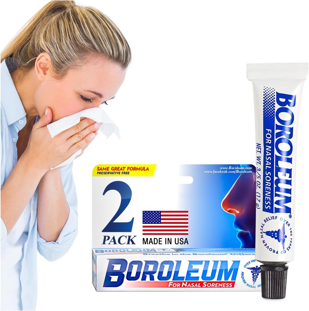Boroleum (2-Pack for Nasal Soreness, 17 Grams, 3/5 Ounce Tube) (英语).