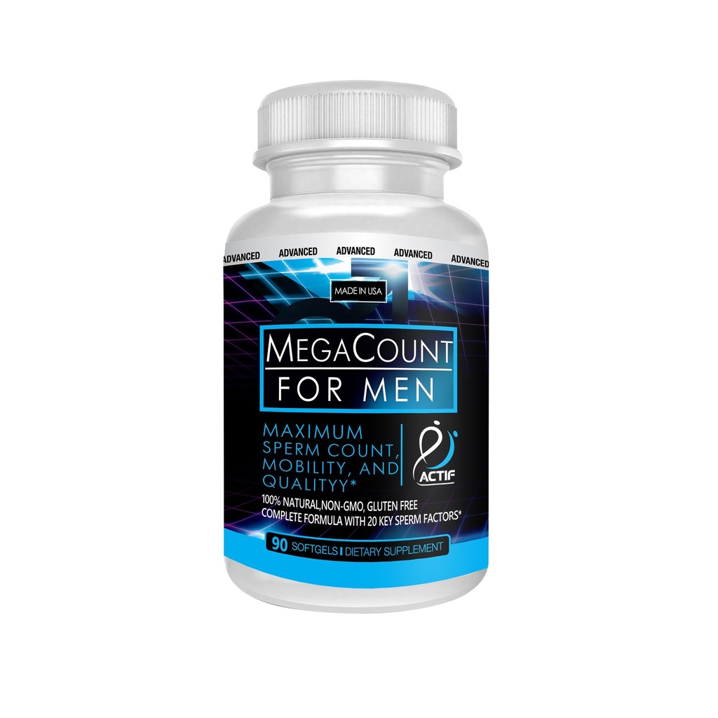 ACTIF MegaCount for Men - 最大生育率支持和精子计数助推器,临床证明可以提高精子计数和运动力 - 非GMO,美国制造,90计数