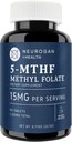 Neurogan L-5-MTHF 甲基泡沫补充剂,15毫克 - 活性叶酸-Vegan,无葡萄糖和无葡萄糖-支持认知、心血管和混合健康-美国制造,90天供应