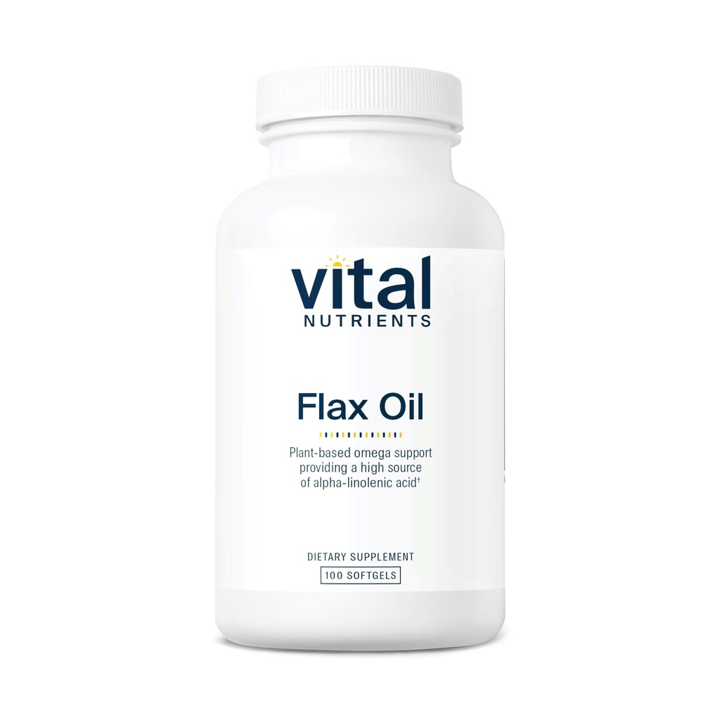 重要营养素 Flax种子油 3000mg → 冷压 Flax油,高浓度ALA 用于心脏健康* → Gluten,乳制品和Soy Free → Non-GMO → 100软胶
