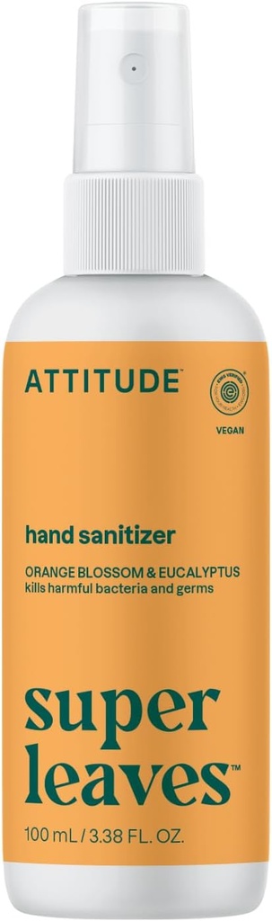 ATTITUDE 成人和儿童的手卫生喷洒器,EWG 验证,杀菌剂和革姆斯,维根,橙花和Eucalyptus,3.38 Fl Oz (Spray瓶)