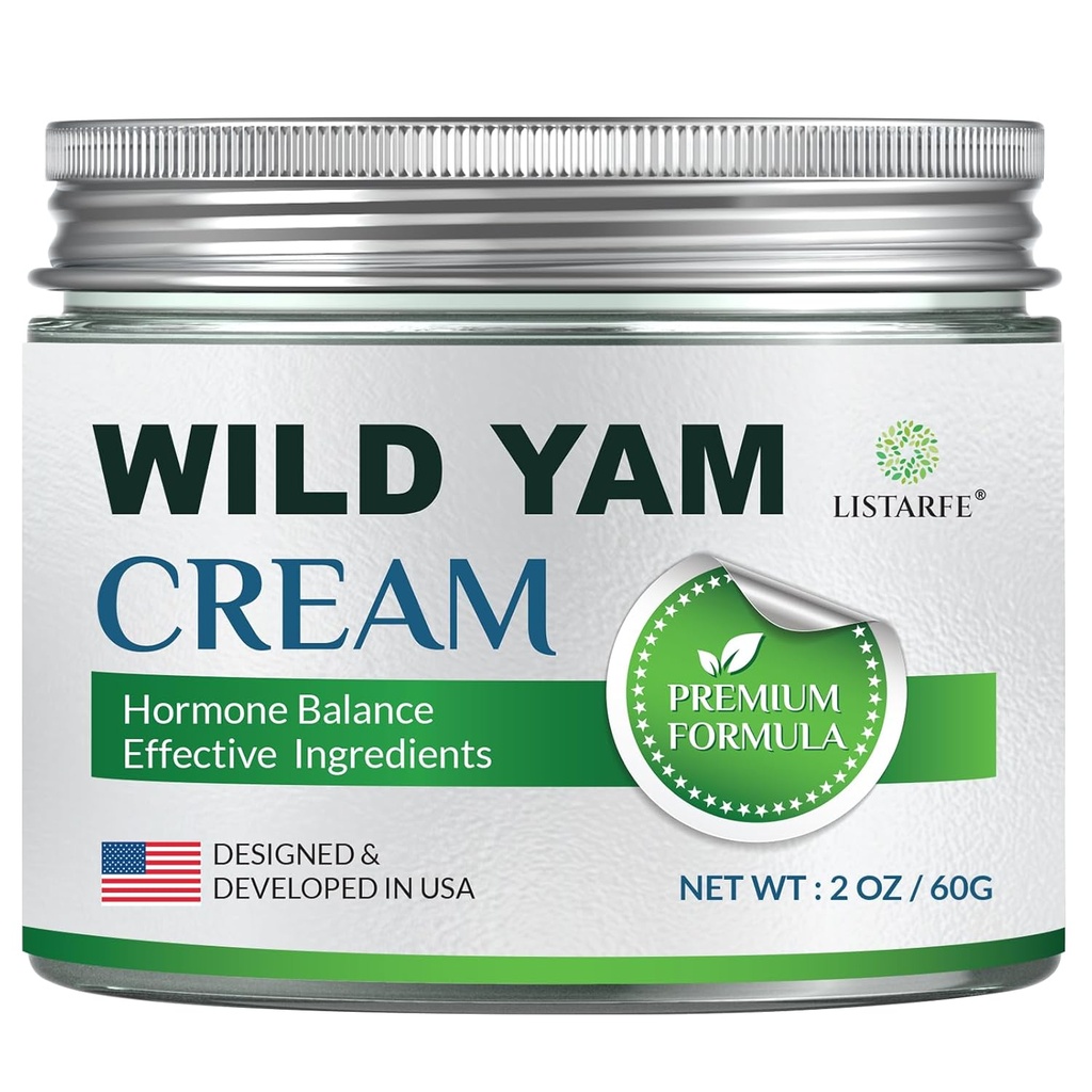 Wild Yam Cream for Hormone Balance, Organic Wild Yam Cream for Women for Hot Flashes and Night Sweats Menopause Relief, 2 oz