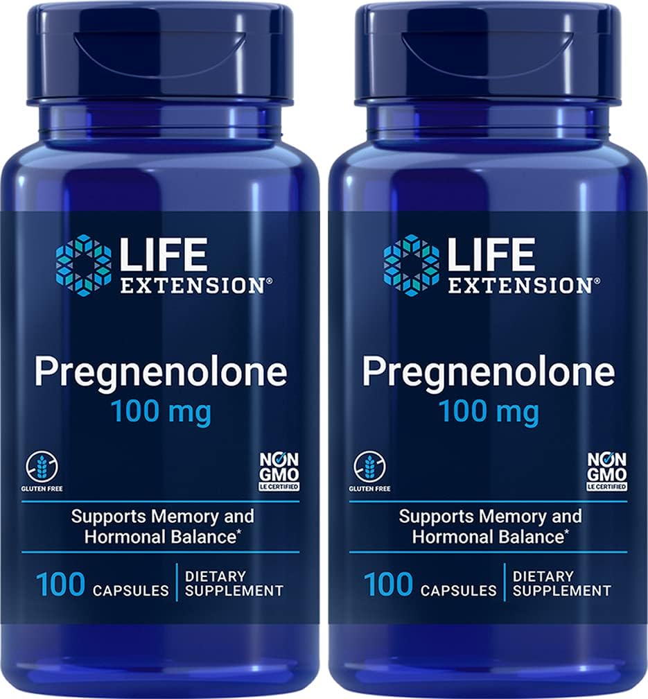 寿命延长 Pregnenolone 100 Mg 100 Caps 2-Pack (200 计数)