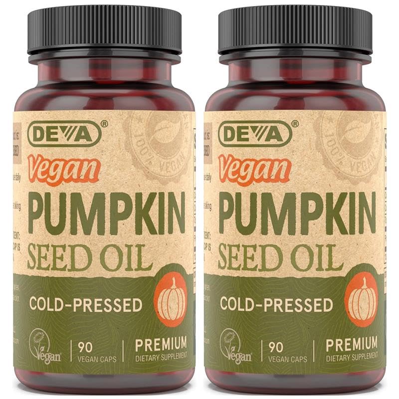 DEVA 营养 Vegan 南瓜种子油 500 mg,冷椒和未精炼 - 90 capsules