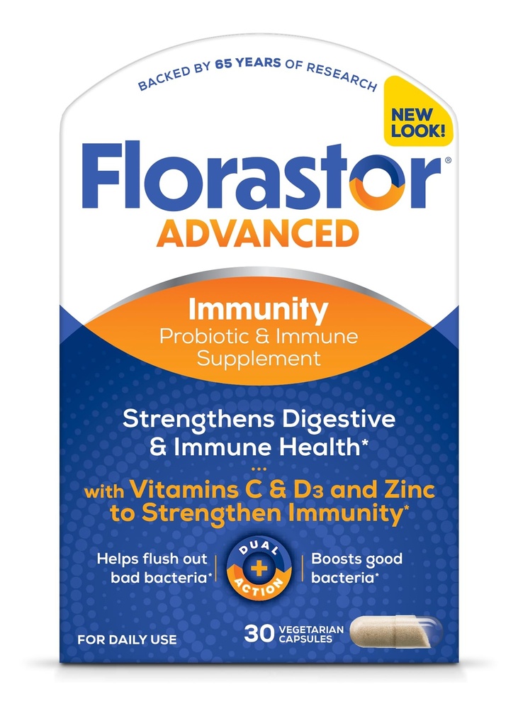 Florastor 选择豁免靴子 男女每日Probiotic & Immune 支助补编,Saccharomyces Boulardii CNCM I-745 Plus Zinc,维生素C & D3 (30 Capsules)