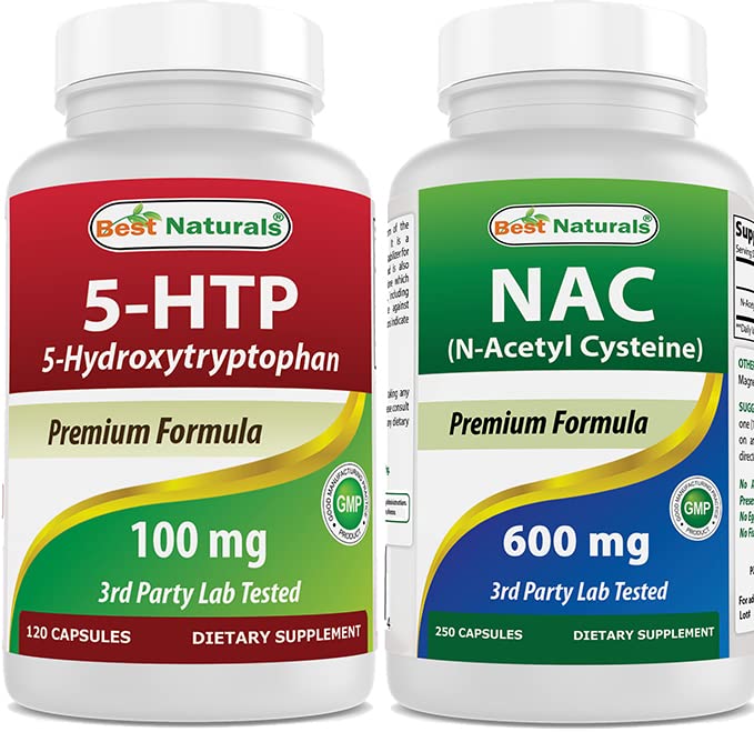 最佳天然物 5-HTP(5-羟基tryptophan) 100 mg & NAC - N乙酰Cysteine 600 mg