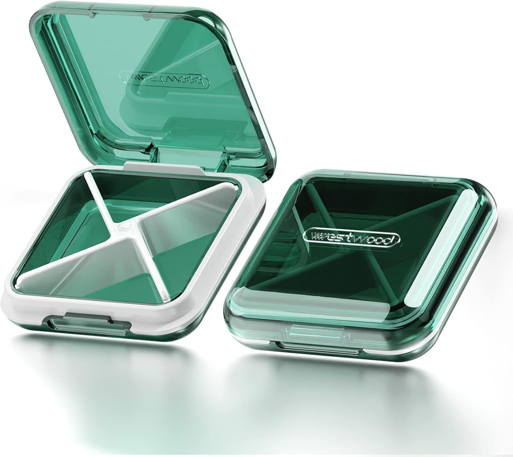 DUBSTAR Daily Pill organizer,4 比较性便携式旅行小药箱,Pill box for Purse Pocket to Hold Vitamins,Cod Liver Oil, Suppless and Medication (Green) (绿色)