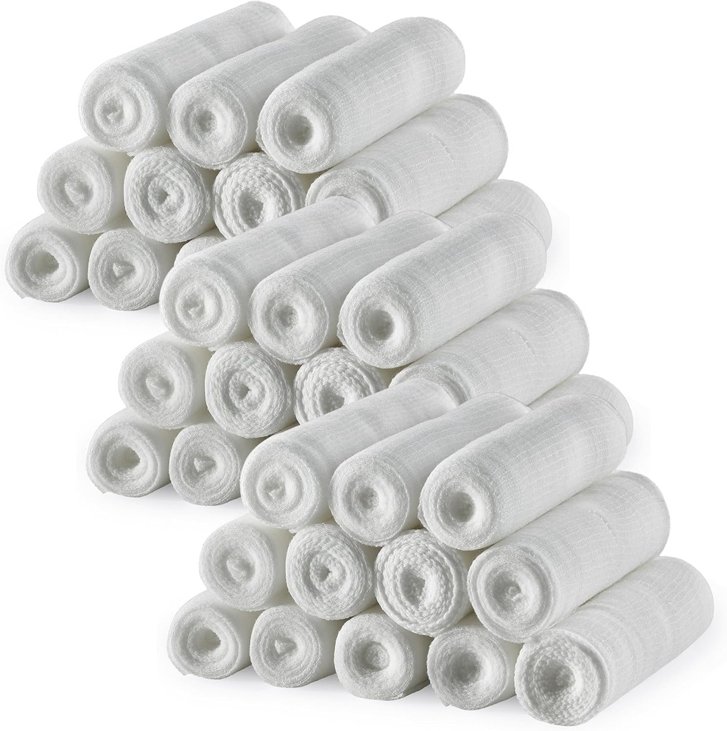 MEDca Gauze Bandage Rolls - 36 Pack, 4 in 4.1 Yards Per Roll, 医疗级伸展包,用于所有类型的伤病和急救箱(4-英寸,36Pcs)