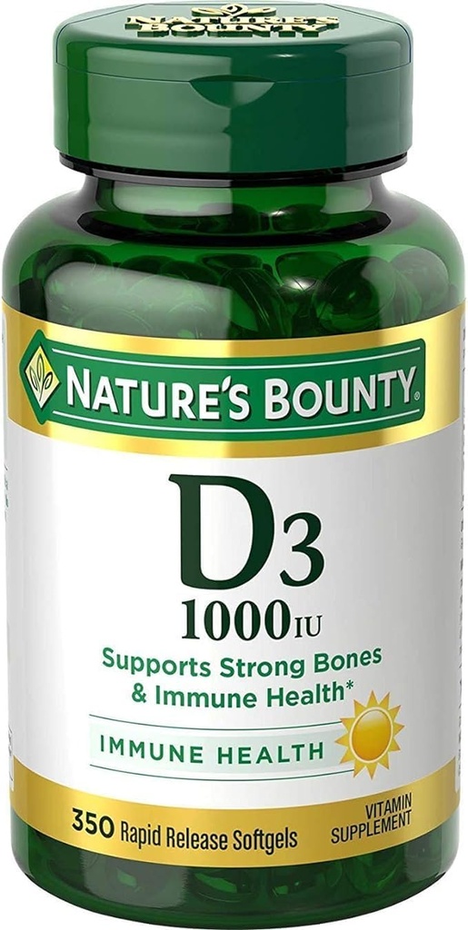 Nature's Boundy Boundy D-1000 IU 饮食补充快速释放液态软胶 350 ea(包2)