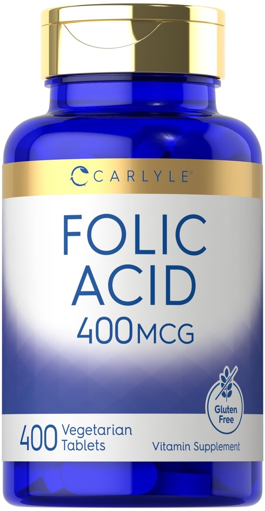 卡莱尔叶酸400 mcg → 400 片 → 蔬菜,非GMO, Gluten 免费补充