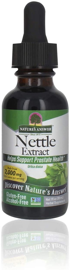 Nature's Answer Nettle Leaf 1oz Extract QQ前列腺素pot 专注的暗绿色Nettle Leaf 草药补充 QQ Non-GMO,Kosher,Gluten-Free, & 酒精无 QQ 单数