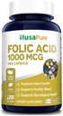 NusaPure Folic Acid 1000mcg 200 Veggie Caps(非GMO、蔬菜、无葡萄糖)