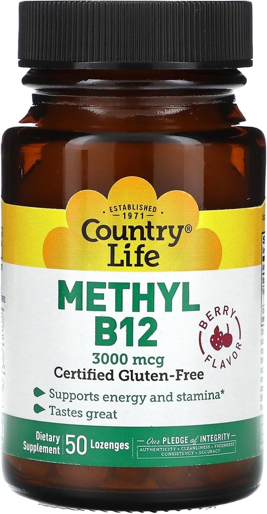 乡村生活 - 高级B-12,Berry Flavored, 3000 mcg - 50 亚语 Lozenges