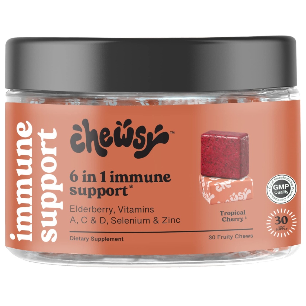 Chewsy 6-in-1 Imune Support 水果 水果 水果 水果 水果 水果 水果 水果 水果 C、A和D、锌和硒 -- -- 30天供应、个人包装的成人和孩子的维生素 水果(1)