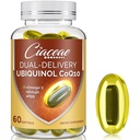 Ubiquinol CoQ10 600 MG 软胶加Omega-3 & Shilajit & PQQ,高级双联产Coenzyme-Q10,活性CoQ10 Ubiquinol 增生,抗氧化剂,心脏,脑和能量,60种服务