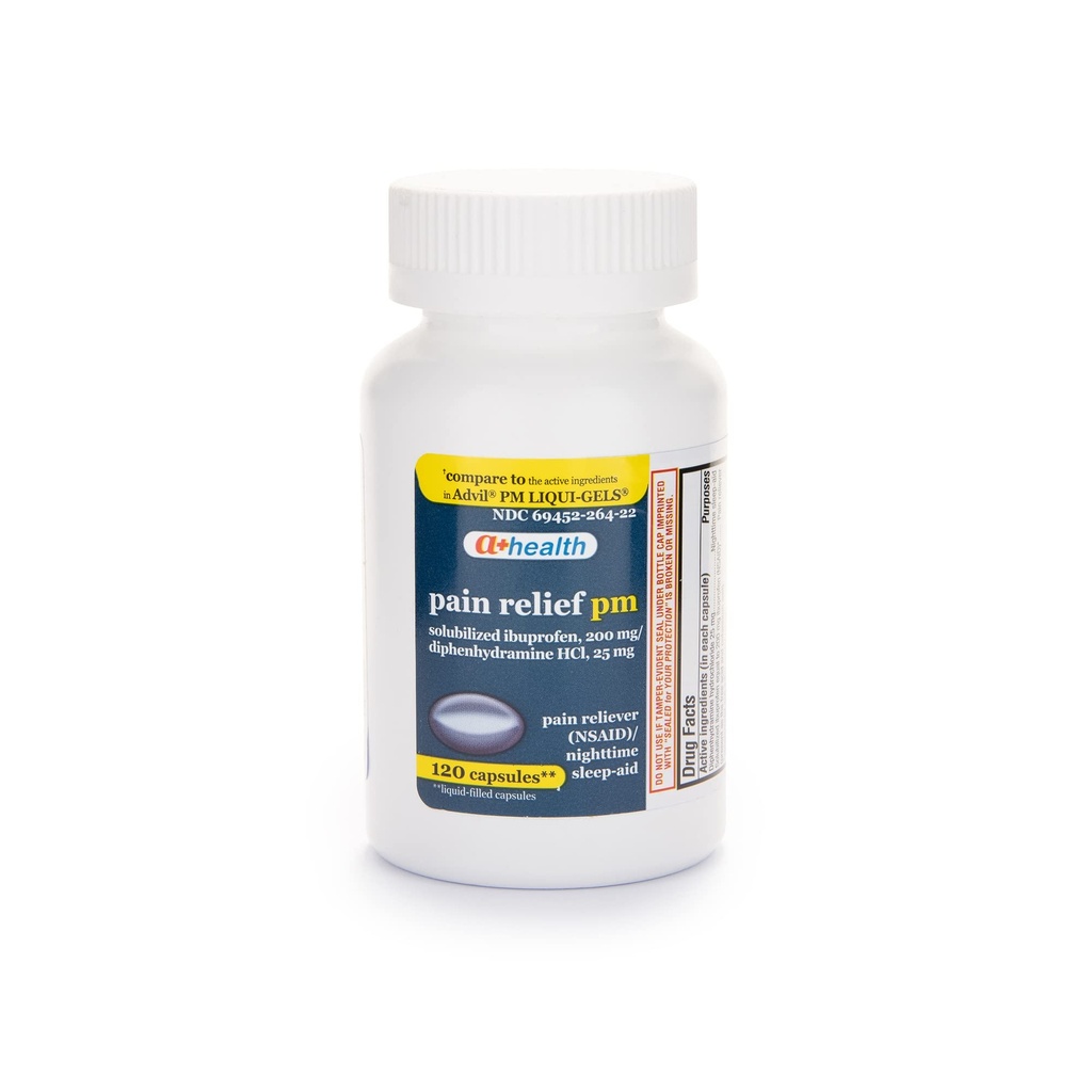 A+Health Ibuprofen PM Softgels, 痛苦救世/夜间睡眠援助(NSAID), 120 Counter
