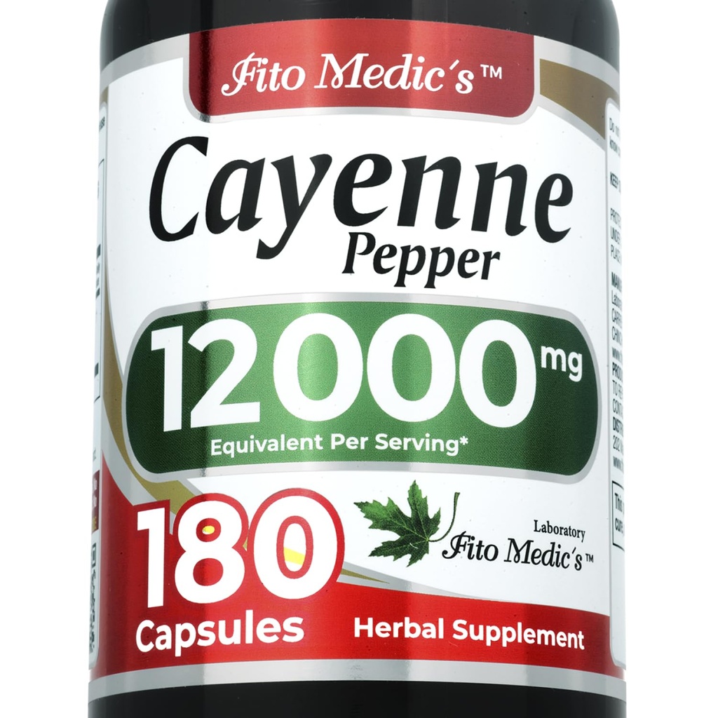 FITO MEDIC的实验室 | Cayenne Pepper Capsules 有机 Cayenne Pepper 提取 | 600 mg 20:1 每3 Capsule 服务 | 180 Capsules