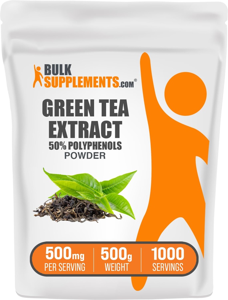 Bulk Assupports.comgreen 茶叶萃取粉剂 - 50% 多酚补充剂, EGCG 补充剂 - Gluten Free, 每服500毫克, 500g(1.1磅)(包1)