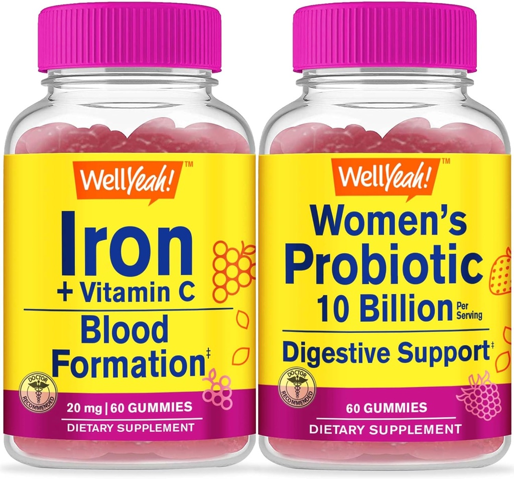 (原始内容存档于2018-09-26) (英语). Wellyeah Iron+维生素C + Probiotics Women 10B CFU, Gummys Bundle - Great Tasting, Vitamin Supplement, Gluten Free, GMO Free, Chewwable Gummy.