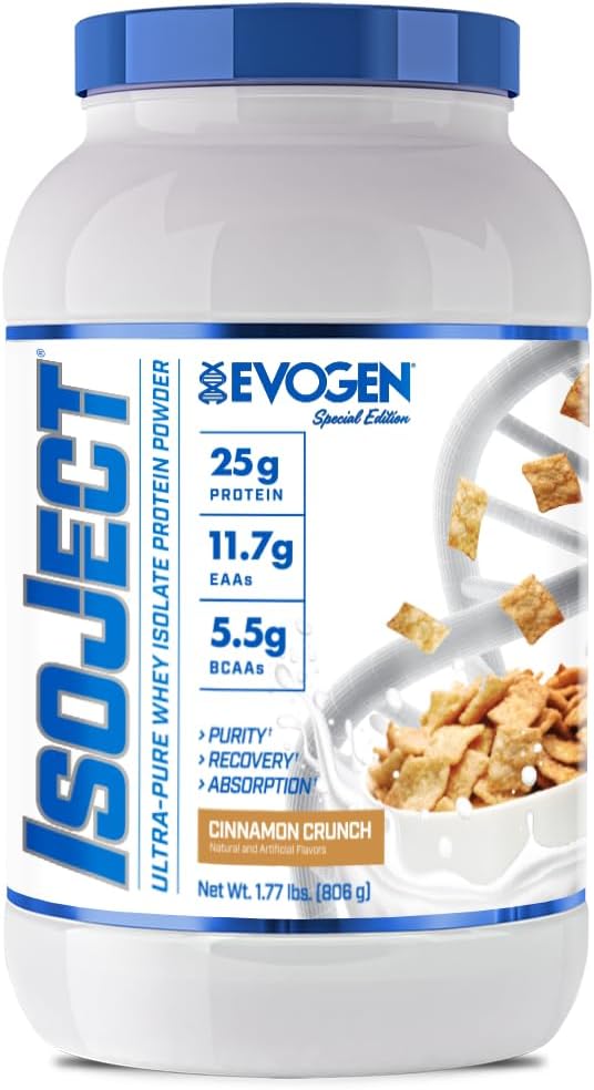 Evogen Isoject - Whei 蛋白质溶解酶 QQ Ultra-Pure Whei 蛋白质粉与Ignitor Enzyms, BCAAs, EAAs → 增强吸收与恢复 QQ Cinnamon Crunch → 26 服务