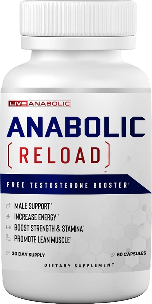 Live Anabolic - Anabolic Reload - Vitamin D 来源 - 60 Capsules, 30天供应 - 帮助改善能源水平,力量,和Stamina - 支持精益肌肉发展 - 与Ashwagandha和Forskolin合作