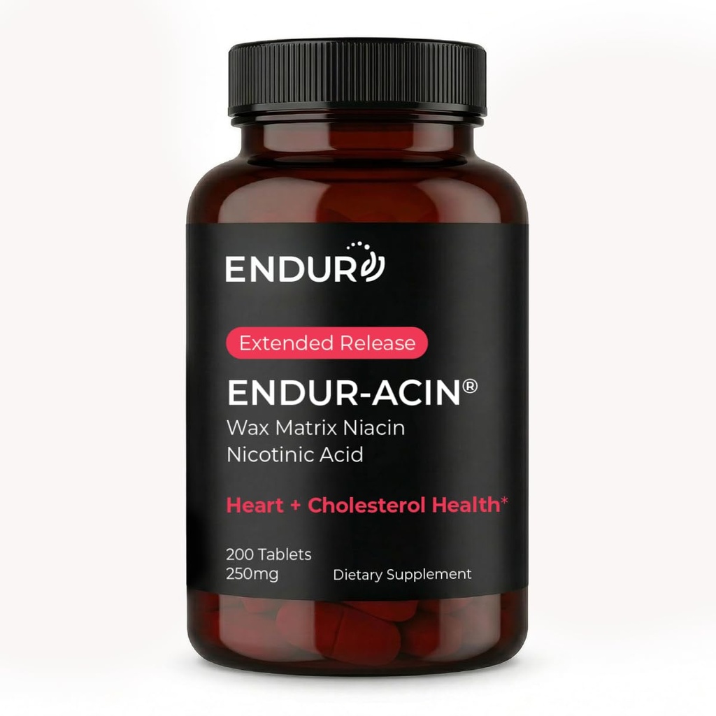 ENDUR-ACIN Niacin,《心脏健康与健康胆固醇平衡补充剂》,最佳吸收的扩展释放,无粘液,250毫克(200片)