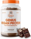 Genius Vegan蛋白粉,巧克力 - 以植物为主的 Lean Muscle Building Shake for Men & Women - Pea & Pumkin 蛋白质源 - 自然裂纹 & Sweetened - 乳品和乳糖自由