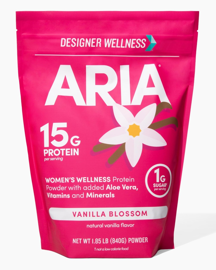 设计师 Wellness, Aria, Women's Wellness Low Calorie Vanilla 蛋白质粉 配有 Biotin,维生素C和有机阿罗埃, Vanilla Blossom, 1.85英镑