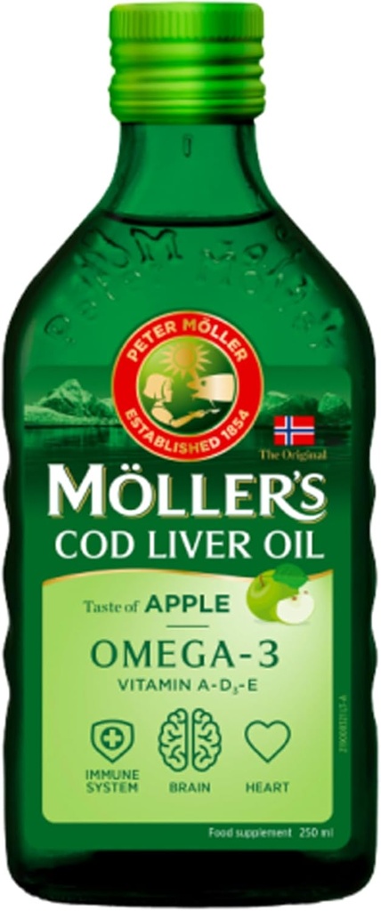 Moller的鱼油 挪威自然风味 - 饮食补充品,8.45 fl oz(莱蒙,苹果,水果,自然火焰) (250毫升,未味(自然))