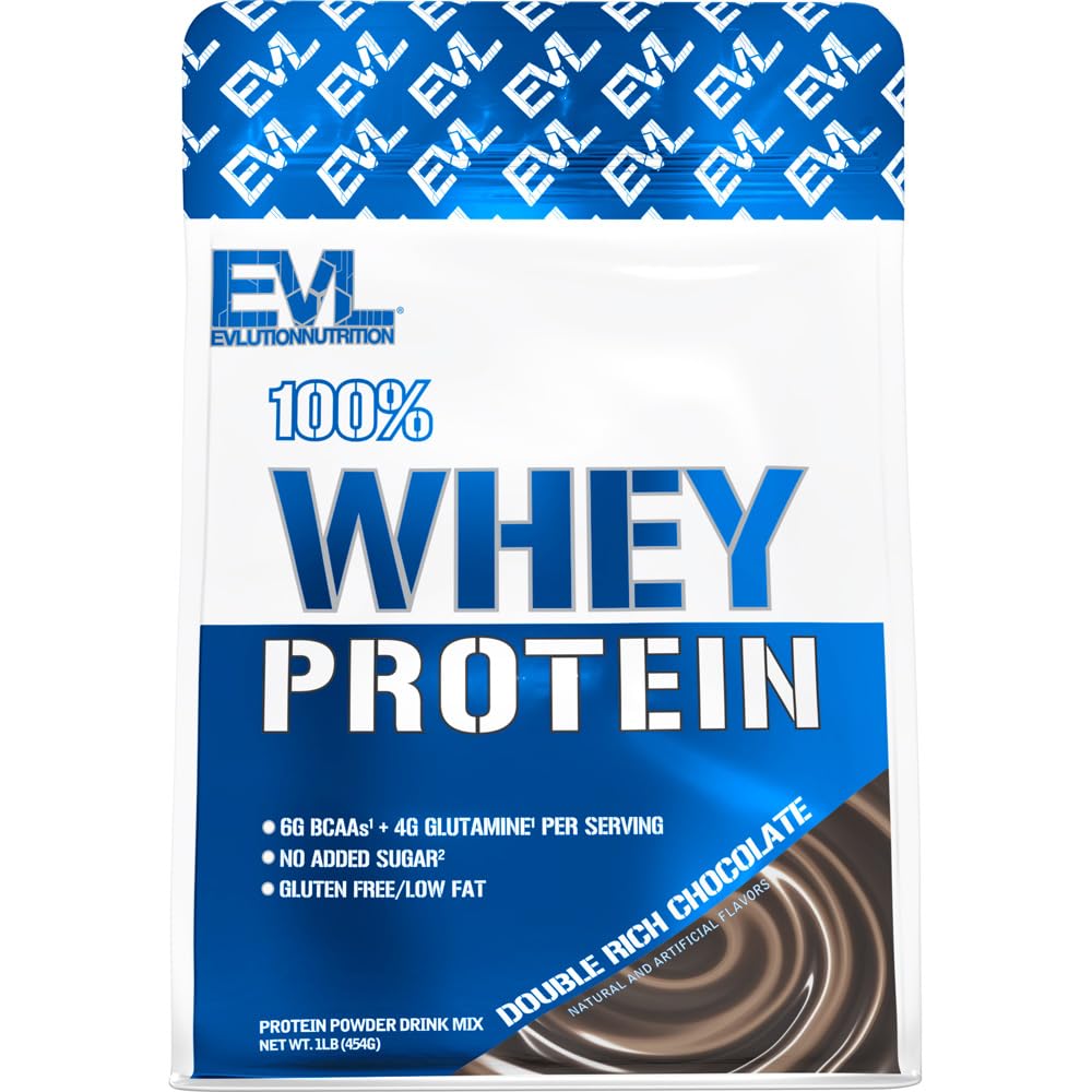 Evlution营养 100% Whey蛋白,25g的Whey蛋白,6g的BCAAs,4g的Glutamine,Gluten Free(1LB,双富巧克力)