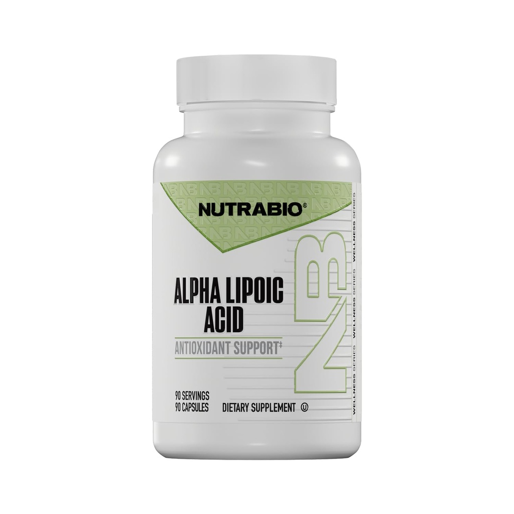 NutraBio Alpha Lipoic Acid(ALA)补编,300mg – 支持抗氧化剂健康,May促进能源生产与健康,90个蔬菜卡普尔