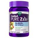 ZzzQuil PURE ZZS SERS Melatonin 睡眠援助,帮助平静你的心灵和身体,Ashwagandha 压力支持,成人睡眠援助,每糖1毫克,42个计数