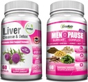 GreeNatr Synergic Bundle - 草本更年期支持热闪光,夜间汗水和Mood Swings Relief Plus 总的肝脏复苏与我们的协同肝脏清洁