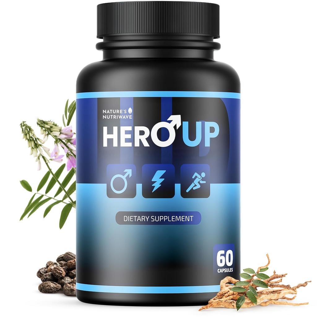 HeroUP - Natural Wellness Supplies with Plant-Informments - 非GMO,美国制造的无兴奋剂 |,GMP-认证 | 60 Capsules, 1个月Suppy