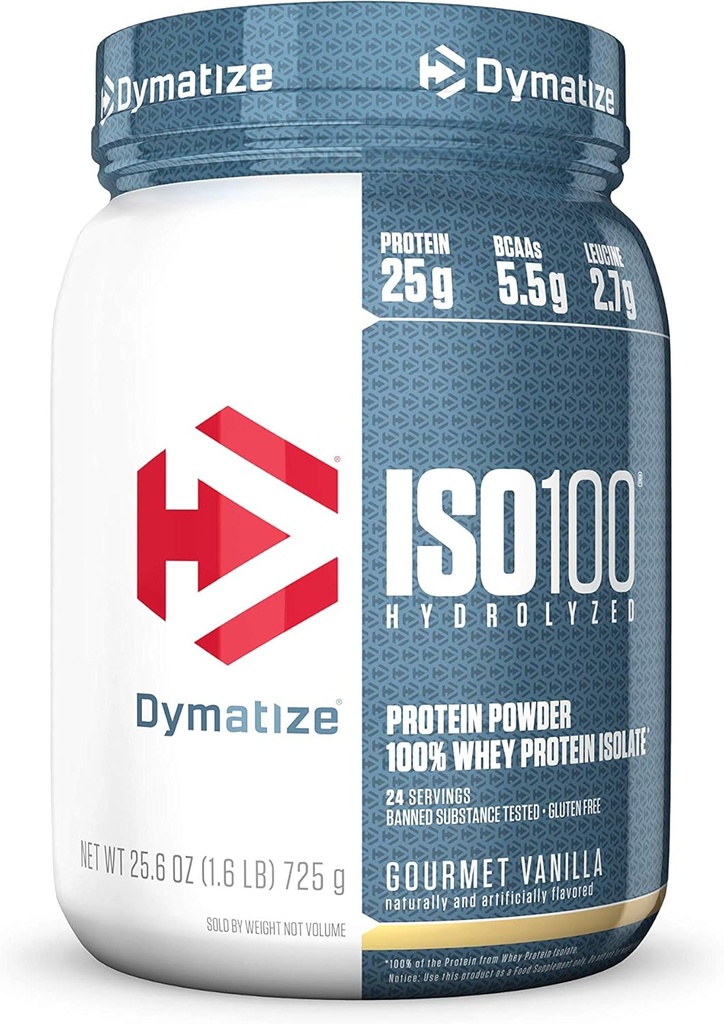 将ISO100水解蛋白粉、白色、古美特香草、25.6 Ounce