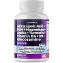 神经神经健康支持 - 含有叶酸、皮亚、Glucosamine、MSM、维生素B复合体、Alpha Lipoic Acid 300mg – 60ct – 在美国生产的神经神经神经补充剂
