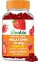生活美拉图宁 10 mg – Great Tasting Natural Flavor Gummy Supplement – Gluten Free Vegetarian GMO-Free Chewable – 帮助失眠和保持睡眠 – 成人,男人,女人 – 60古米