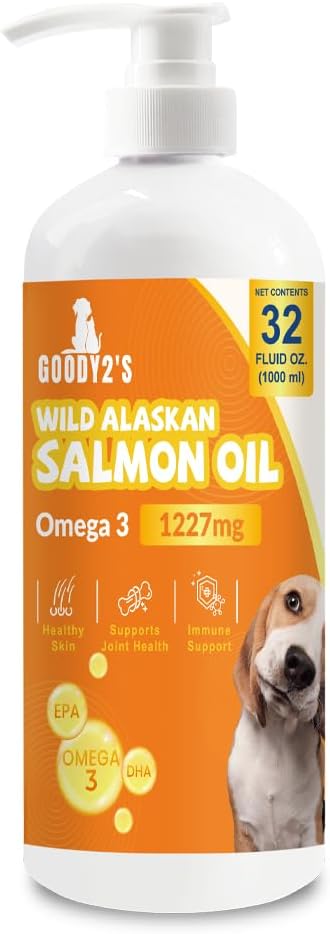 阿拉斯加沙门油换狗和猫——Omega 3 EPA DHA 鱼油换健康皮肤和煤,联合和骨支持,过敏救济,炎症防御——32oz全自然液体补充剂